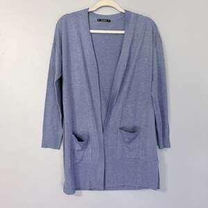 Dunnes Stores Mid Blue Open Front Cardigan with Pockets Medium